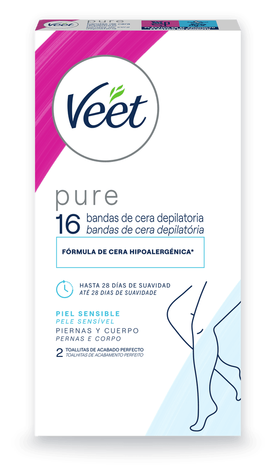 Bandas de Cera Depilatória Veet Pure Peles Sensíveis 16un